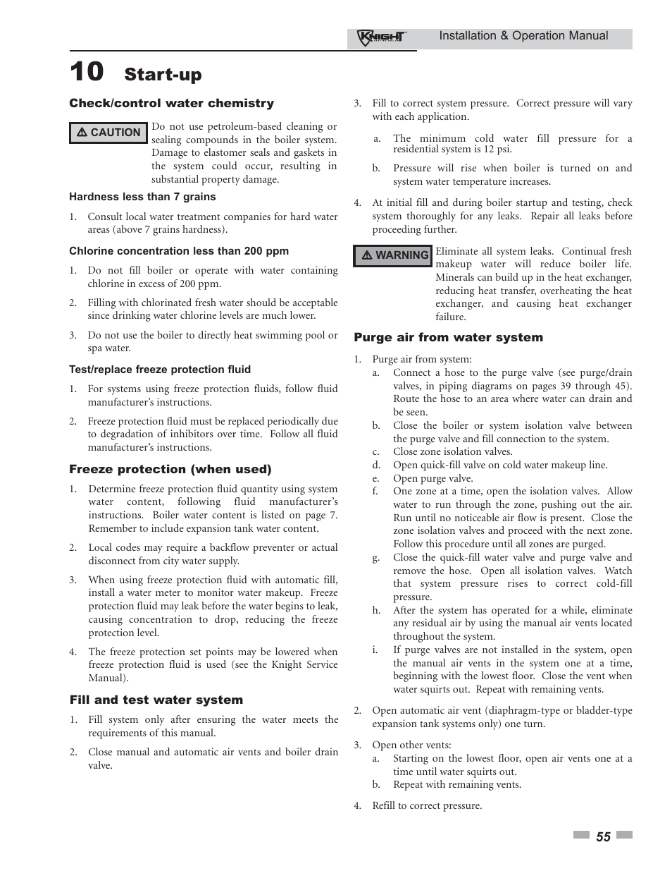 Start-up | Lochinvar KBII-I-O REV C 81 - 286 User Manual | Page 55 / 80