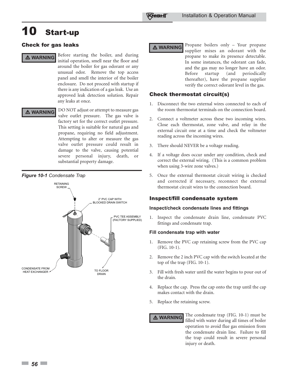 Start-up | Lochinvar KBII-I-O REV C 81 - 286 User Manual | Page 56 / 80