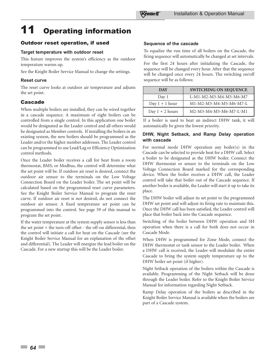 Operating information | Lochinvar KBII-I-O REV C 81 - 286 User Manual | Page 64 / 80