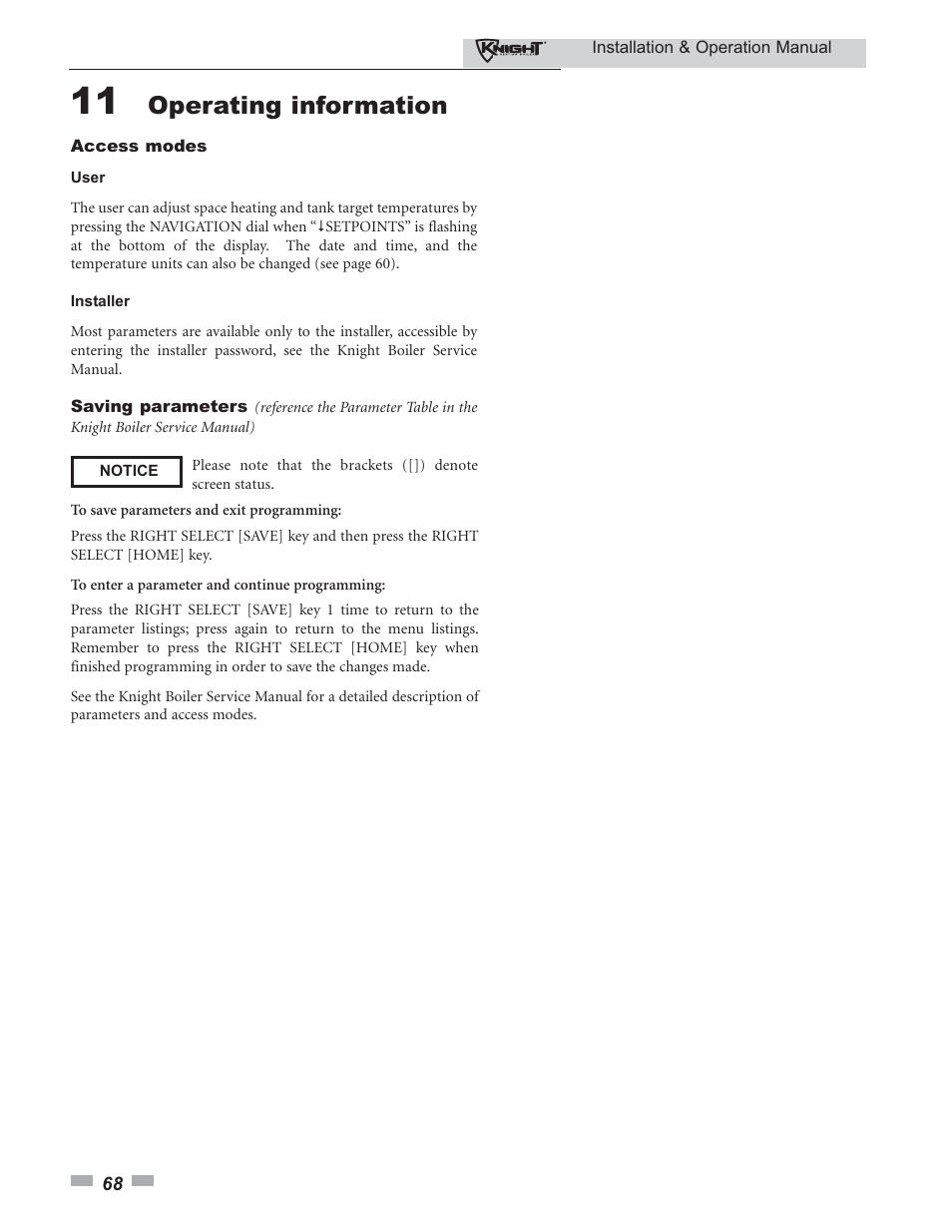 Operating information | Lochinvar KBII-I-O REV C 81 - 286 User Manual | Page 68 / 80