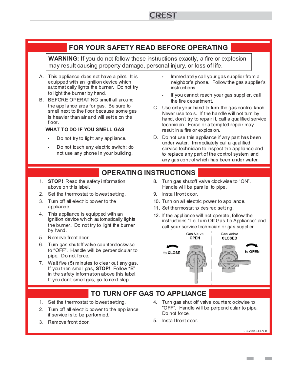 Operating instructions, For your safety read before operating | Lochinvar Condensing Boiler 5 User Manual | Page 9 / 12
