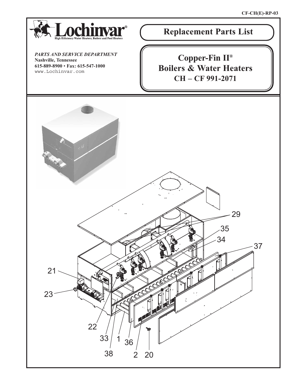 Lochinvar Copper-Fin II CH-CF 991-2071 User Manual | 4 pages