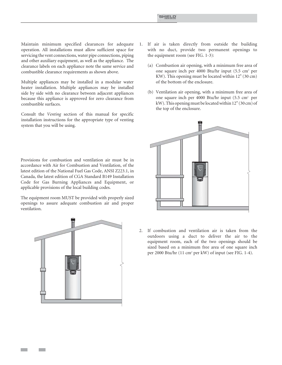 Determine water heater location | Lochinvar Shield SNR200-100 User Manual | Page 12 / 76