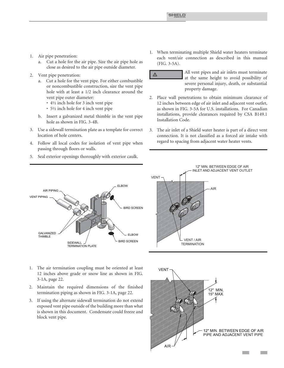 Sidewall direct venting | Lochinvar Shield SNR200-100 User Manual | Page 25 / 76