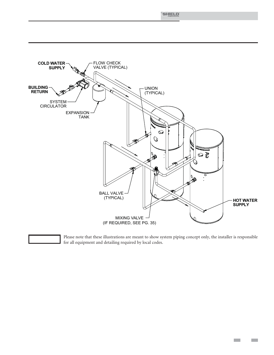 System piping | Lochinvar Shield SNR200-100 User Manual | Page 37 / 76