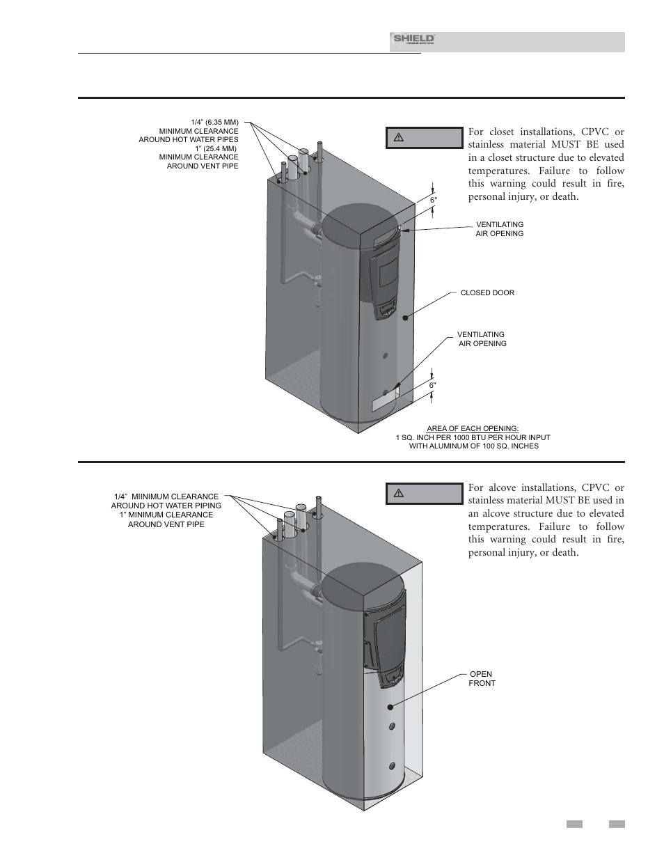 Determine water heater location | Lochinvar Shield SNR200-100 User Manual | Page 9 / 76