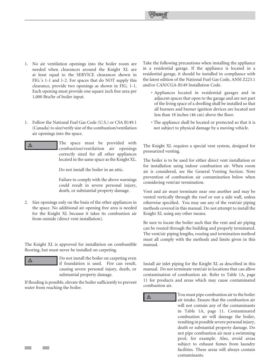 Determine boiler location | Lochinvar KNIGHT XL 801 User Manual | Page 10 / 80