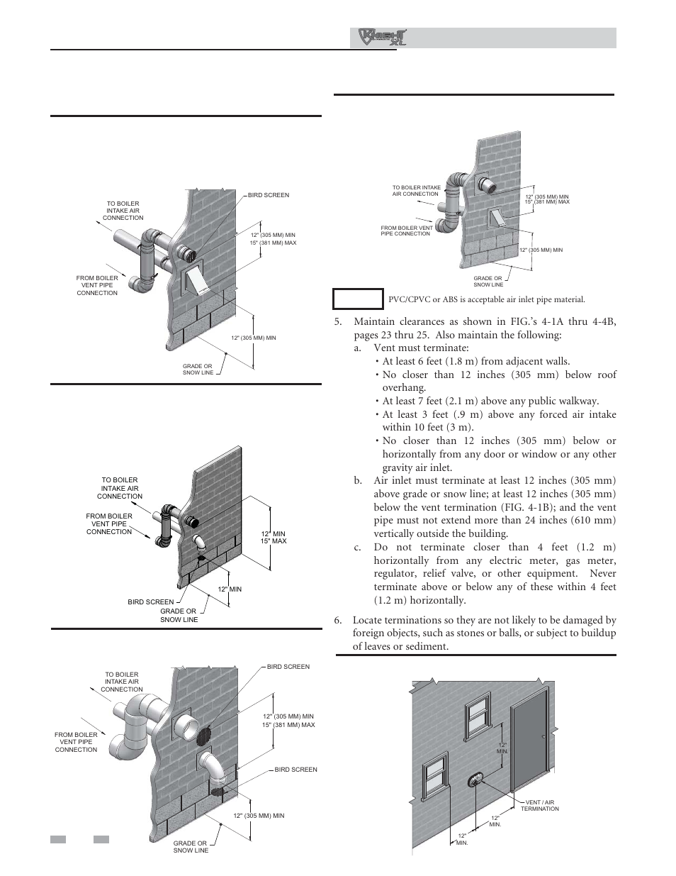 Sidewall direct, Venting, Vent/air termination – sidewall | Installation & operation manual | Lochinvar KNIGHT XL 801 User Manual | Page 24 / 80