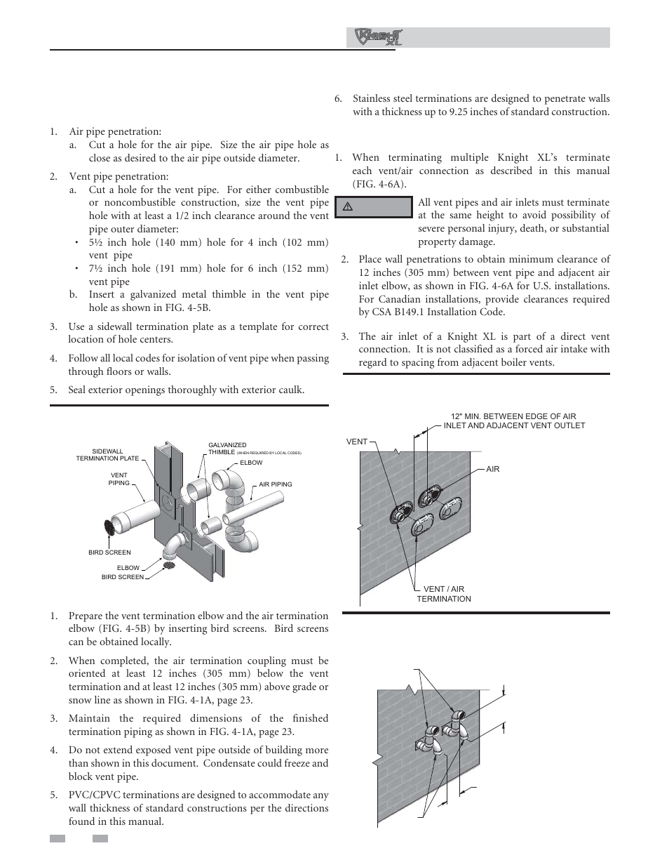 Sidewall direct venting | Lochinvar KNIGHT XL 801 User Manual | Page 26 / 80