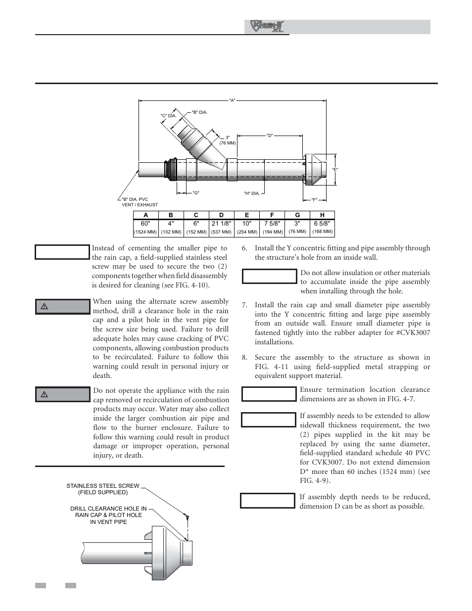 Sidewall direct venting, Installation & operation manual | Lochinvar KNIGHT XL 801 User Manual | Page 28 / 80