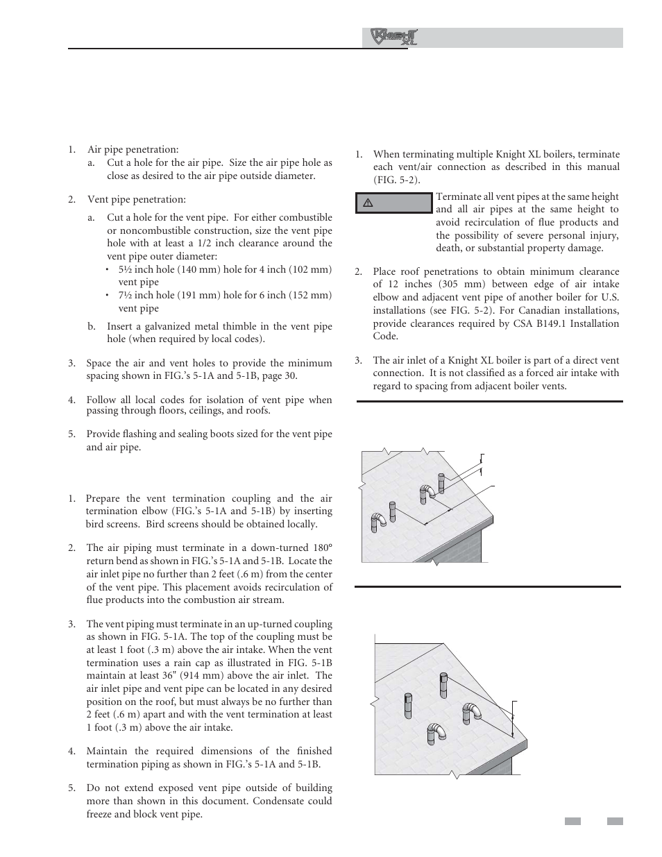 Vertical direct venting, Vent/air termination – vertical | Lochinvar KNIGHT XL 801 User Manual | Page 31 / 80