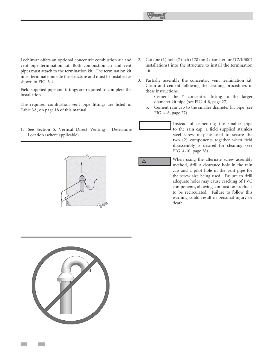 Vertical direct venting | Lochinvar KNIGHT XL 801 User Manual | Page 32 / 80