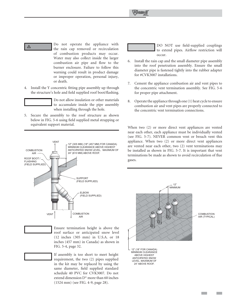 Vertical direct venting | Lochinvar KNIGHT XL 801 User Manual | Page 33 / 80