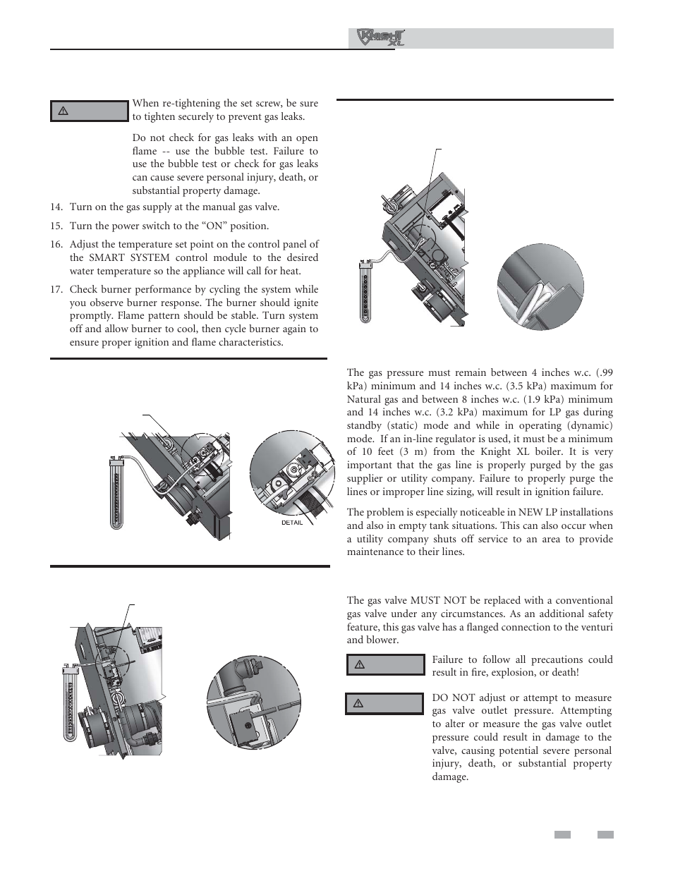 Gas connections | Lochinvar KNIGHT XL 801 User Manual | Page 49 / 80