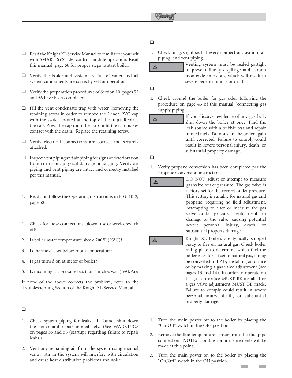 Start-up | Lochinvar KNIGHT XL 801 User Manual | Page 57 / 80