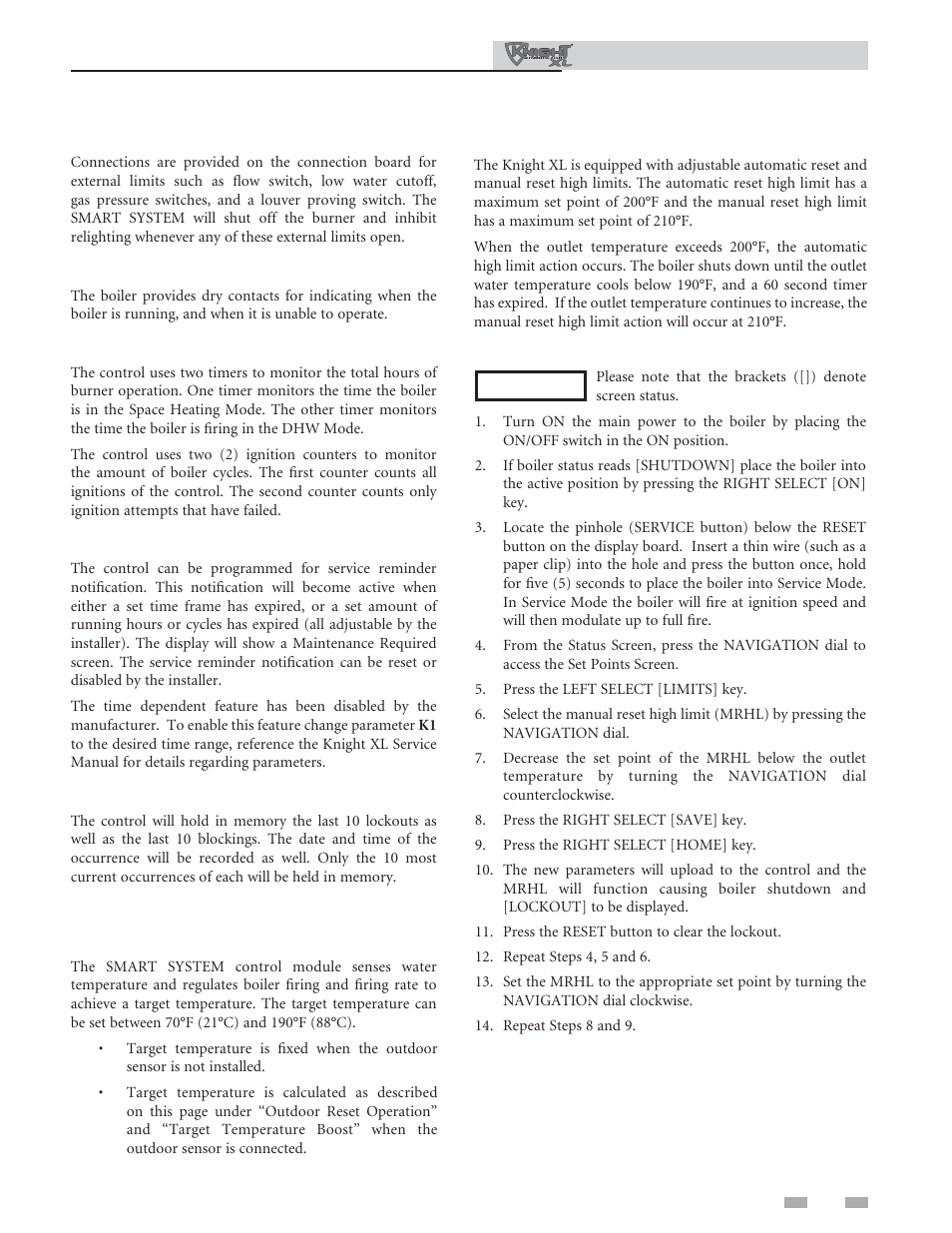 Operating information | Lochinvar KNIGHT XL 801 User Manual | Page 63 / 80