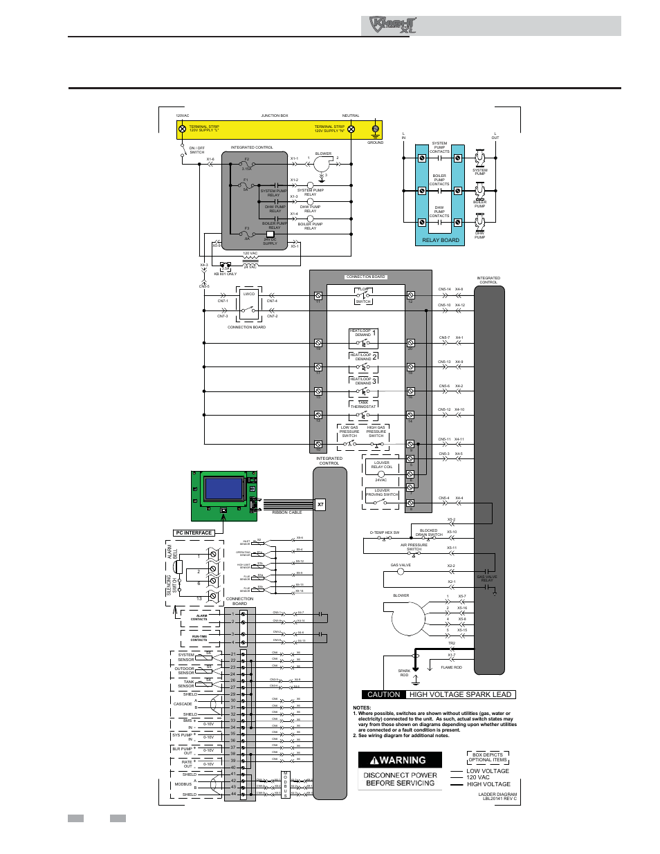 Diagrams, Installation & operation manual, Figure 13-2 ladder diagram | Caution high voltage spark lead | Lochinvar KNIGHT XL 801 User Manual | Page 78 / 80