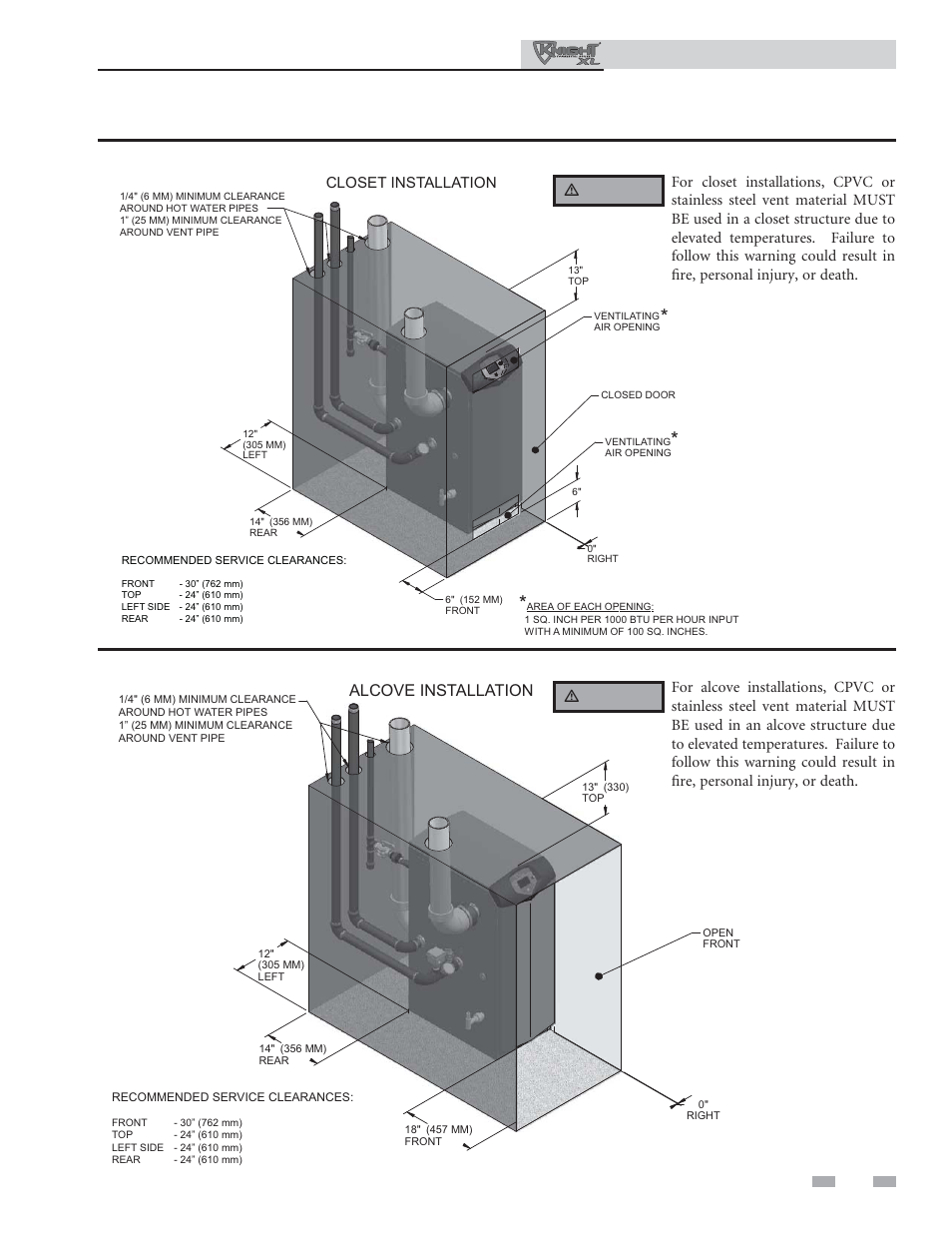 Determine boiler location, Installation & operation manual | Lochinvar KNIGHT XL 801 User Manual | Page 9 / 80