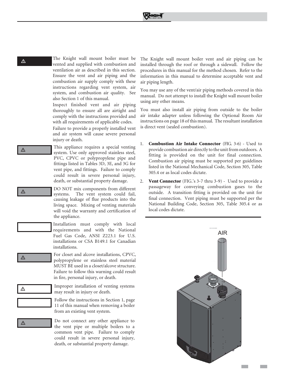 General, Venting | Lochinvar Knight Wall Mount Soiler 51-211 User Manual | Page 15 / 80