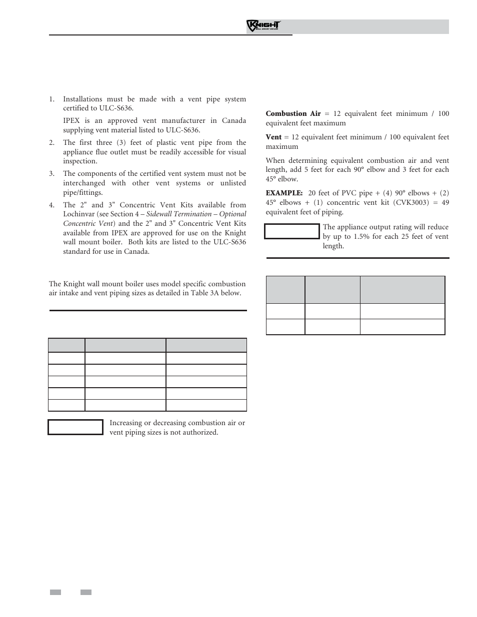 General venting, Requirements for installation in canada, Sizing | Lochinvar Knight Wall Mount Soiler 51-211 User Manual | Page 16 / 80