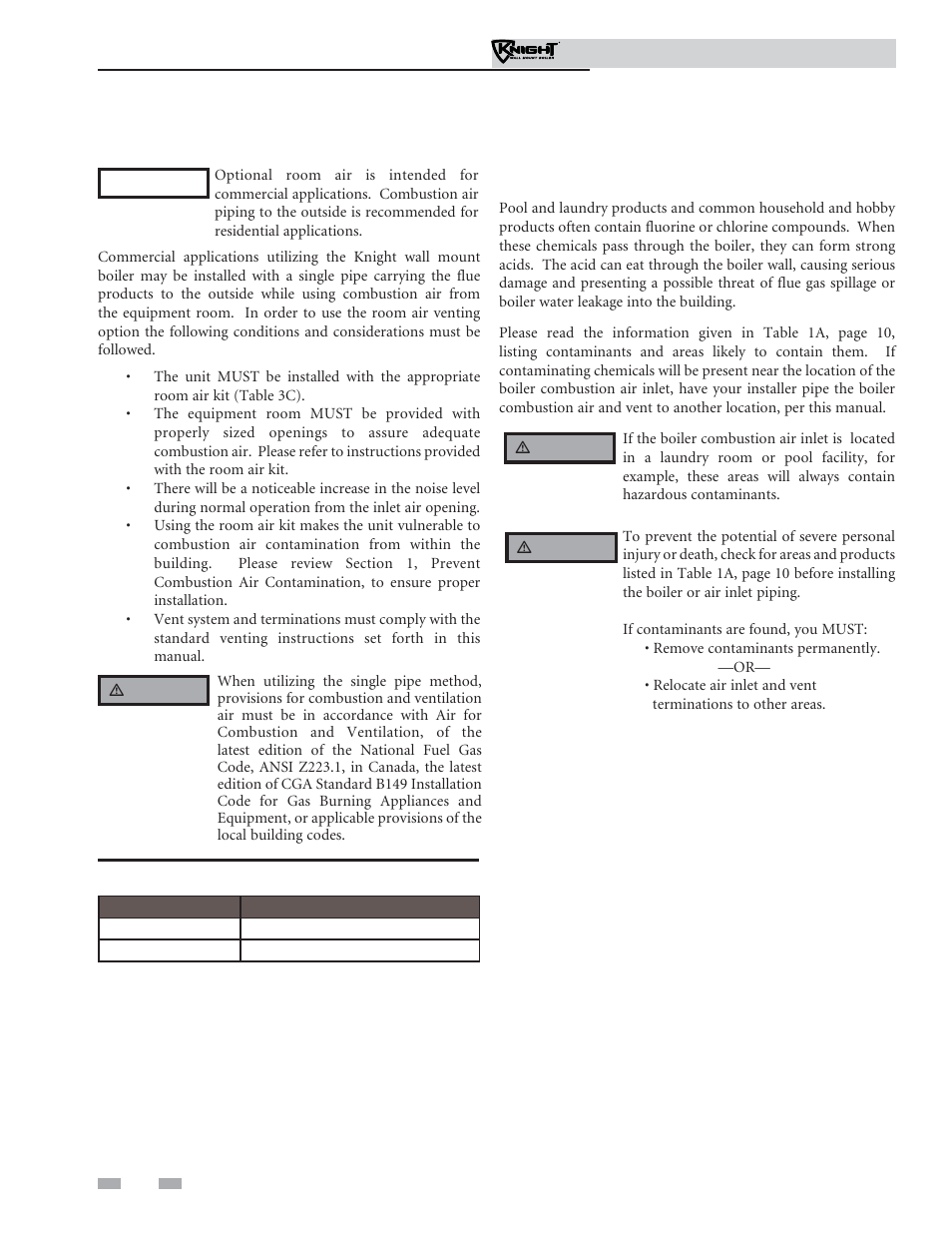 General, Venting, Optional room air | Lochinvar Knight Wall Mount Soiler 51-211 User Manual | Page 18 / 80