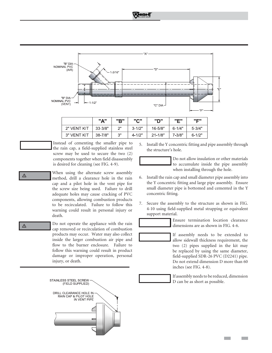 Sidewall direct venting | Lochinvar Knight Wall Mount Soiler 51-211 User Manual | Page 27 / 80