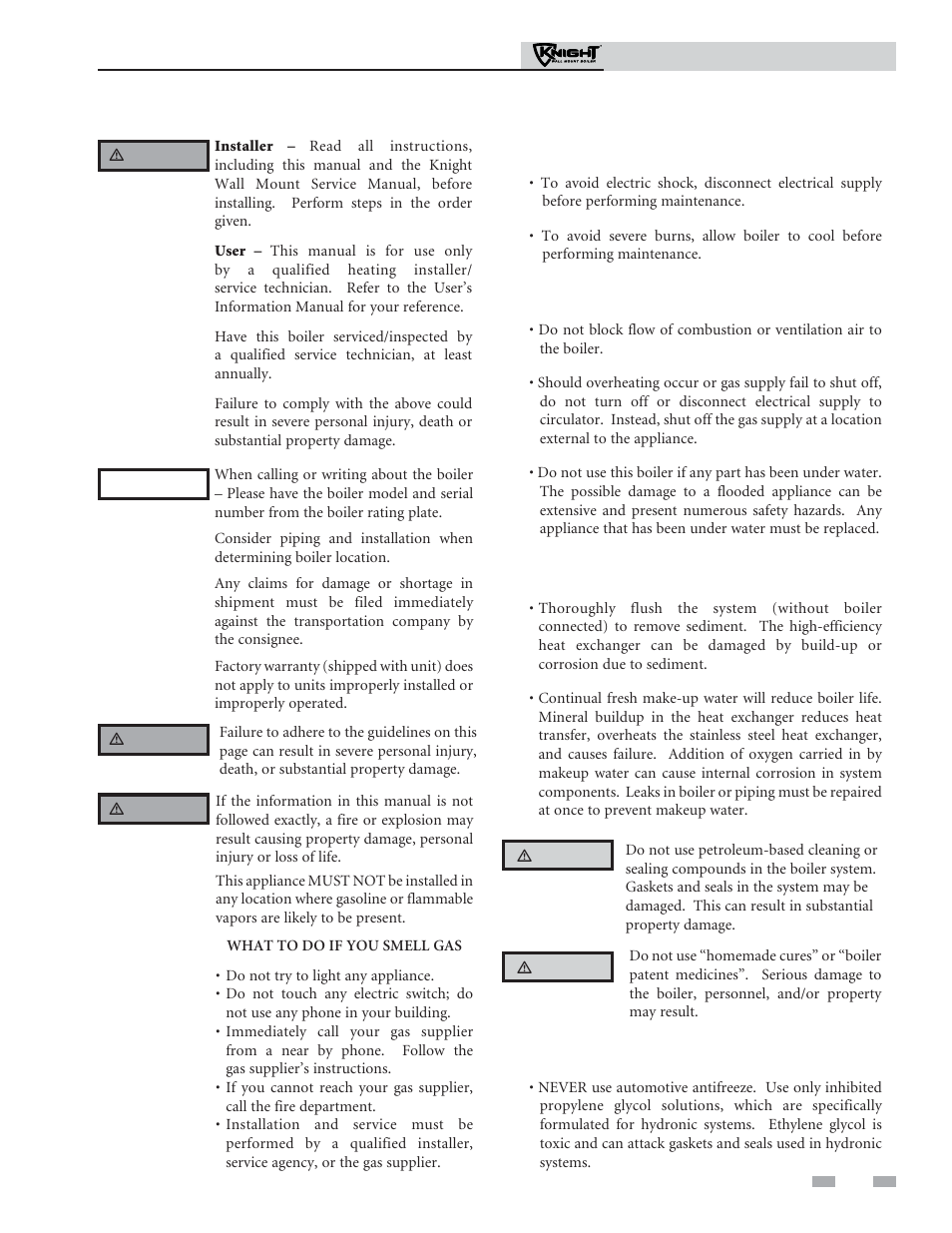 Please read before proceeding | Lochinvar Knight Wall Mount Soiler 51-211 User Manual | Page 3 / 80