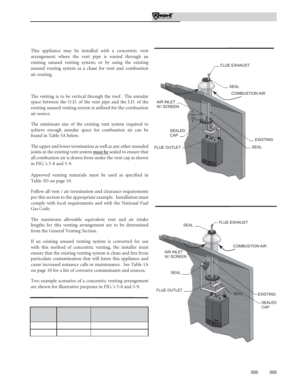 Vertical direct venting, Alternate vertical concentric venting | Lochinvar Knight Wall Mount Soiler 51-211 User Manual | Page 33 / 80