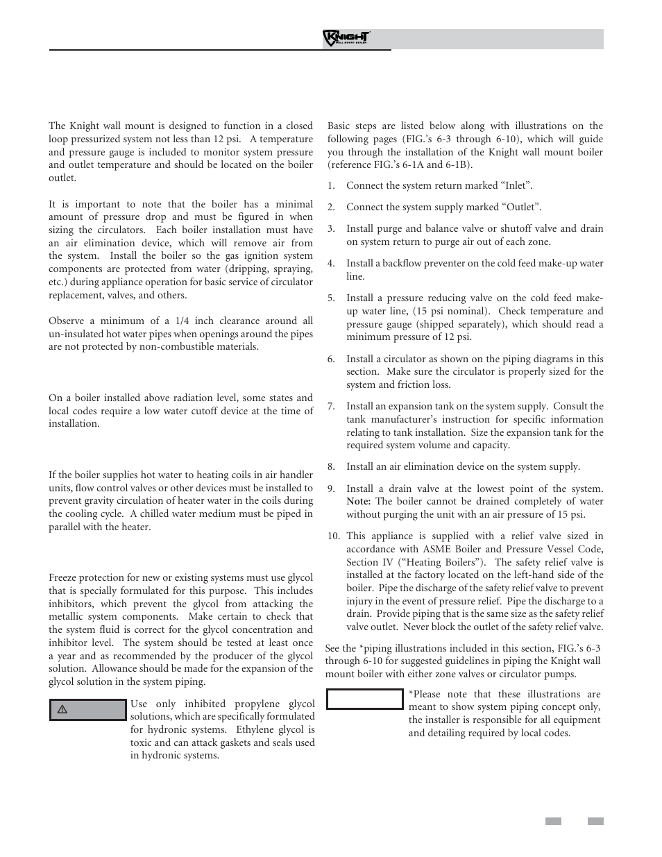 Hydronic piping | Lochinvar Knight Wall Mount Soiler 51-211 User Manual | Page 35 / 80