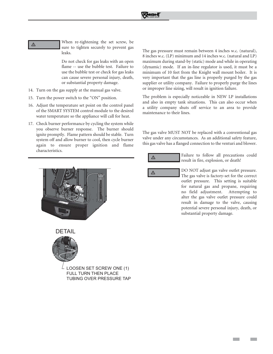 Gas connections | Lochinvar Knight Wall Mount Soiler 51-211 User Manual | Page 51 / 80