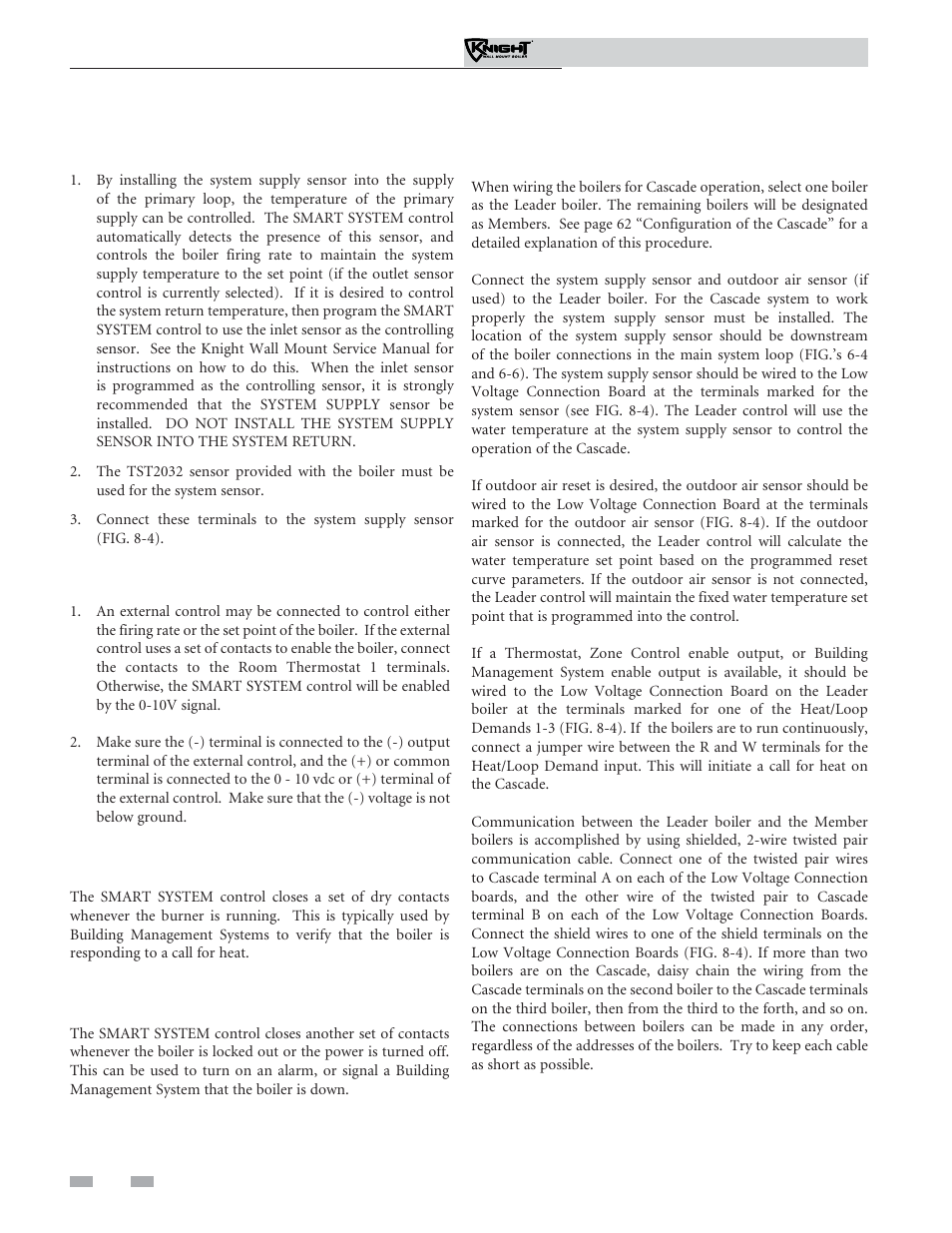 Field wiring | Lochinvar Knight Wall Mount Soiler 51-211 User Manual | Page 54 / 80