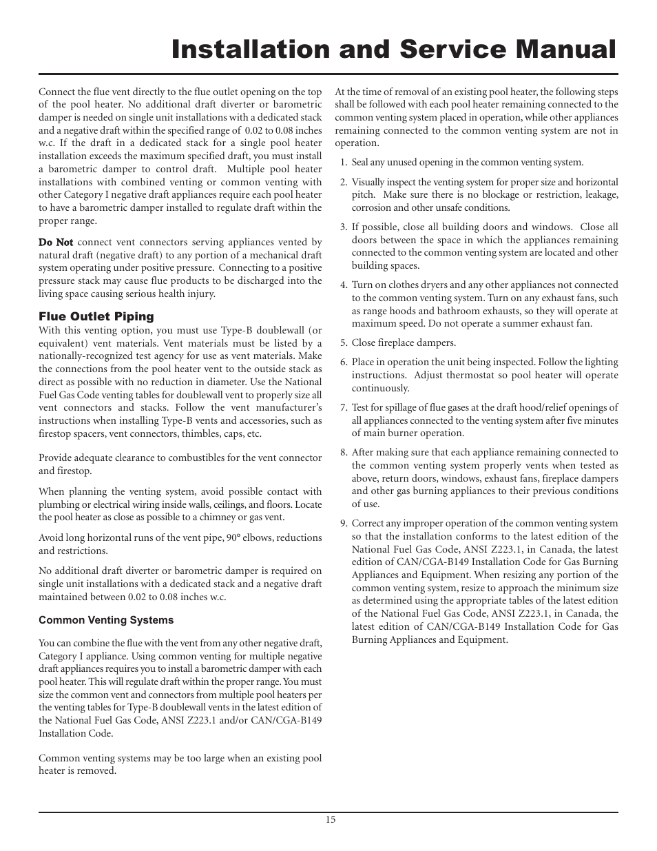 Installation and service manual | Lochinvar F0600187510 User Manual | Page 15 / 60
