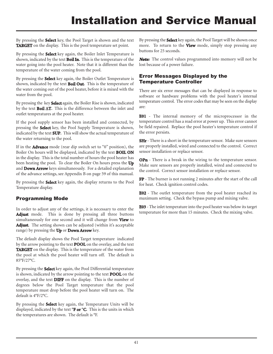 Installation and service manual | Lochinvar F0600187510 User Manual | Page 41 / 60