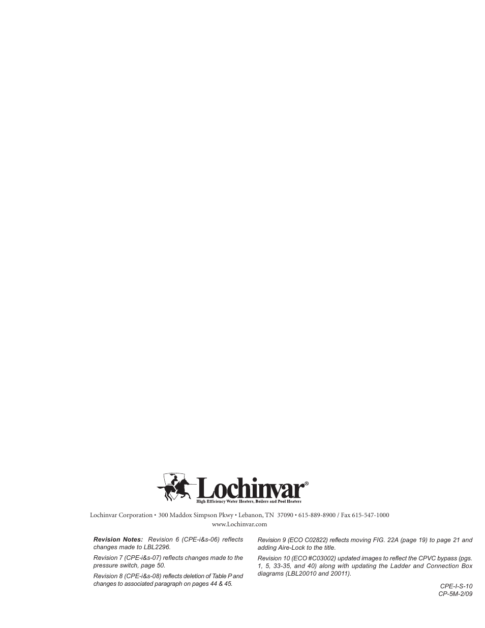 Lochinvar F0600187510 User Manual | Page 60 / 60