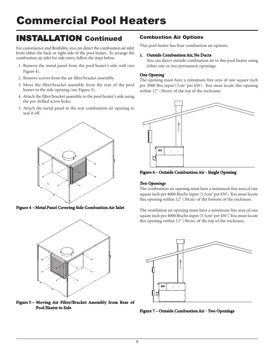 Commercial pool heaters, Installation, Continued | Lochinvar F0600187510 User Manual | Page 8 / 60