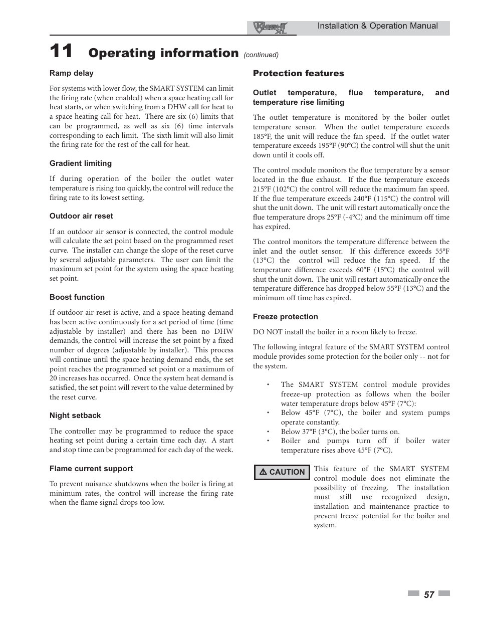 Operating information | Lochinvar KNIGHT 800 User Manual | Page 57 / 76