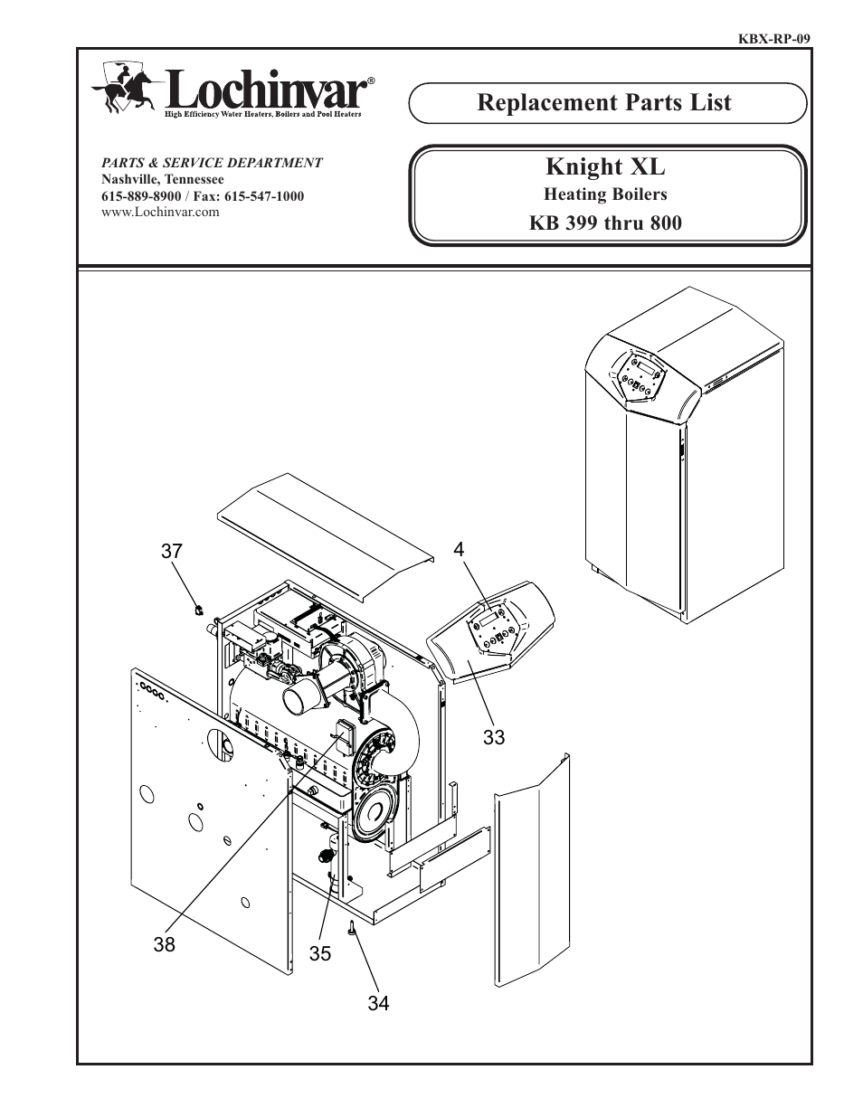 Lochinvar Knight XL KB 399 thru 800 User Manual | 4 pages