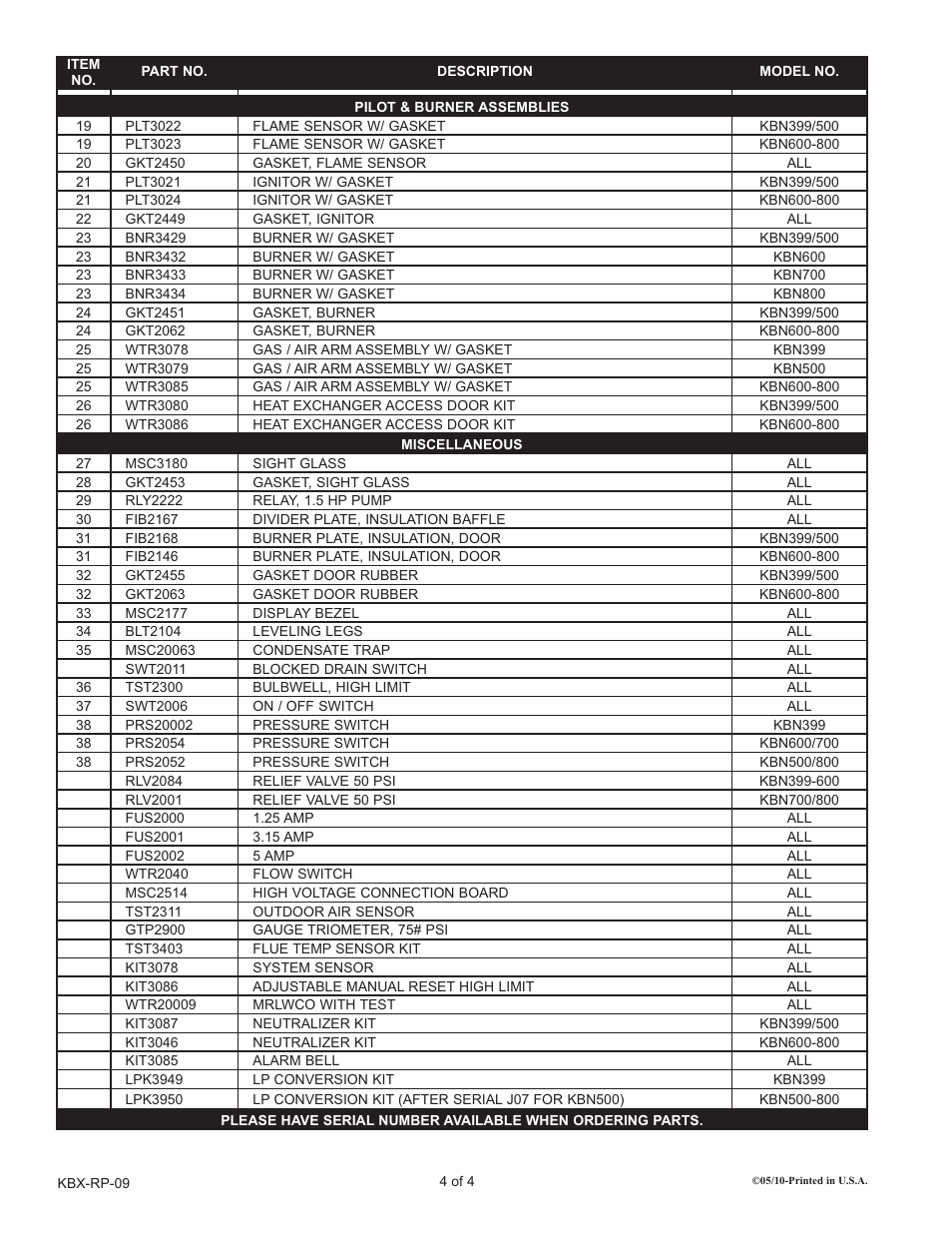 Lochinvar Knight XL KB 399 thru 800 User Manual | Page 4 / 4