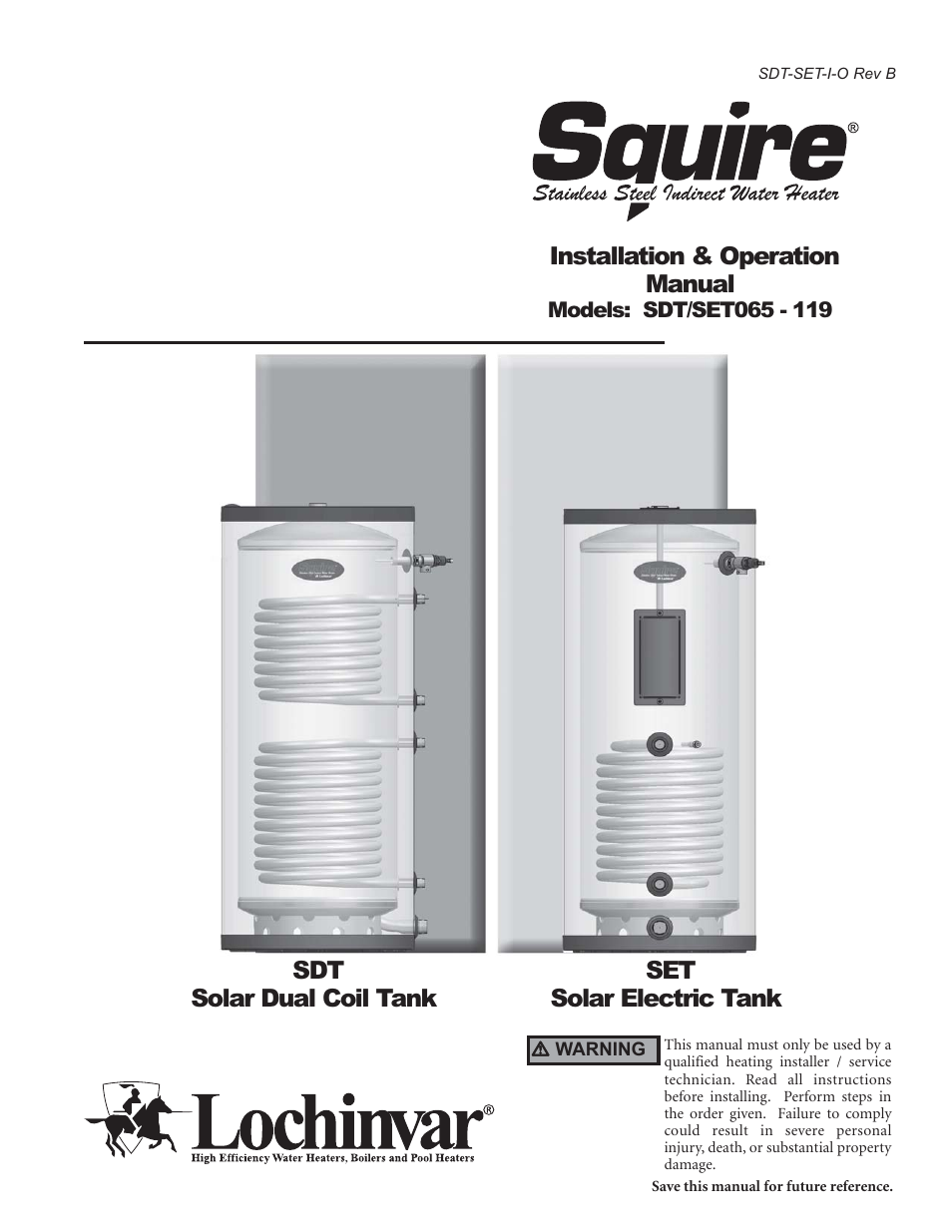 Lochinvar SQUIRE SDT/SET065 - 119 User Manual | 28 pages