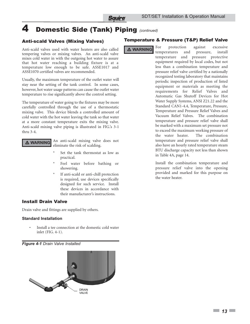 Domestic side (tank) piping | Lochinvar SQUIRE SDT/SET065 - 119 User Manual | Page 13 / 28