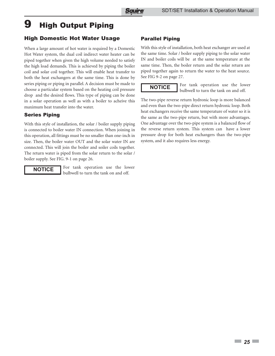 High output piping | Lochinvar SQUIRE SDT/SET065 - 119 User Manual | Page 25 / 28