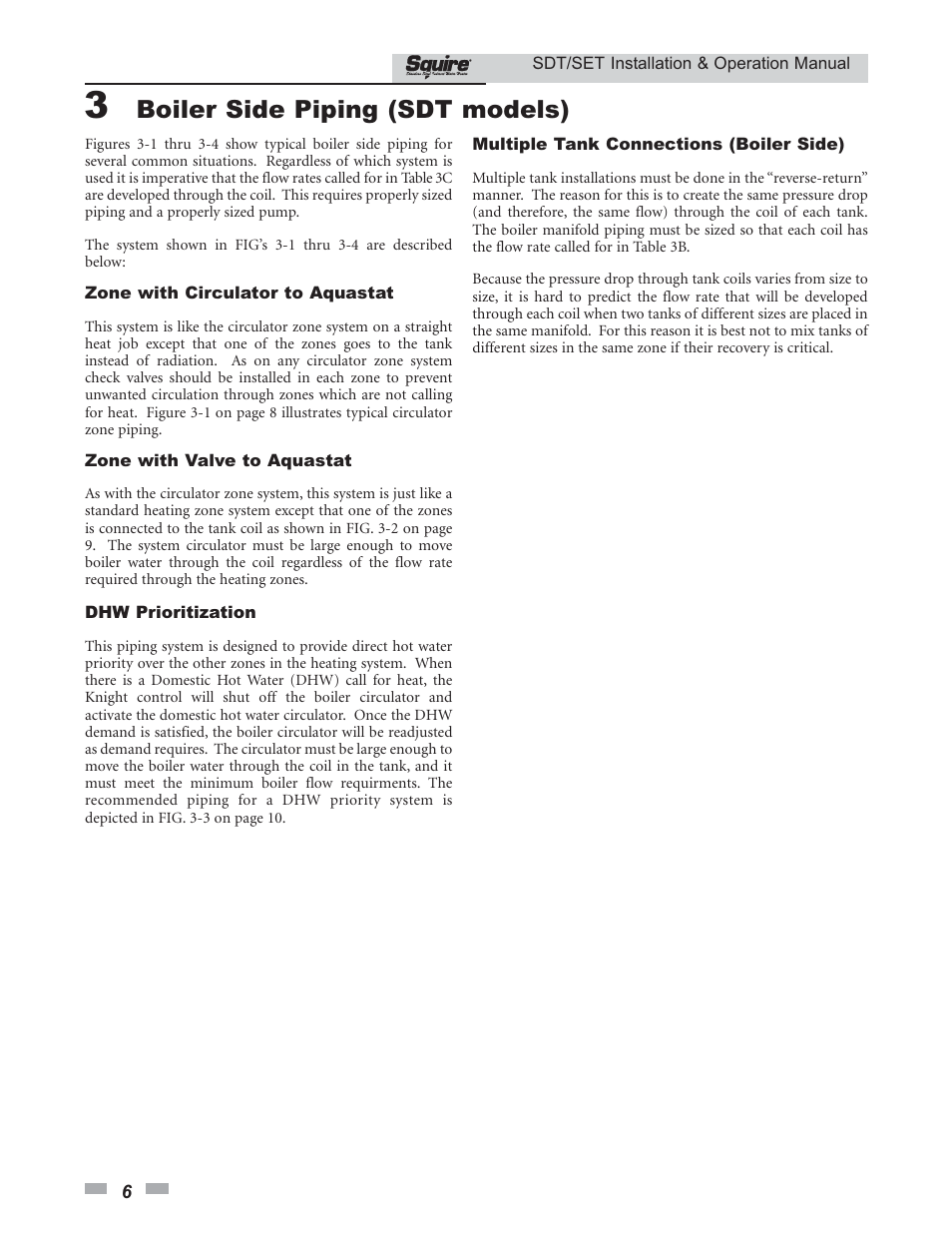 Boiler side piping (sdt models) | Lochinvar SQUIRE SDT/SET065 - 119 User Manual | Page 6 / 28