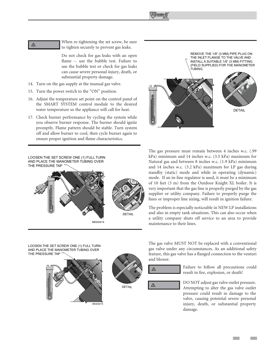 Gas connections | Lochinvar Kight XL 400-801 User Manual | Page 27 / 56