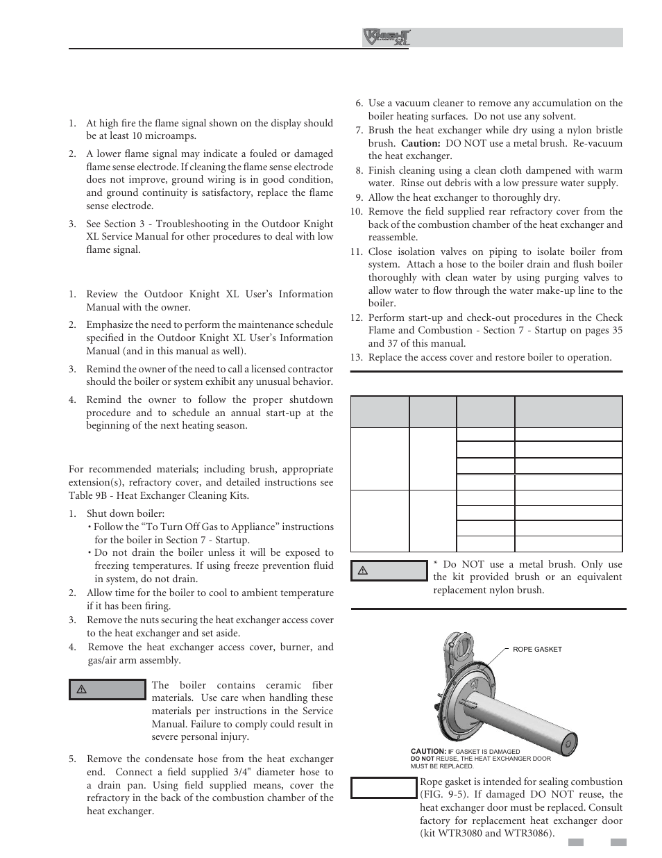 Maintenance, Check fl ame signal, Review with owner | Cleaning boiler heat exchanger | Lochinvar Kight XL 400-801 User Manual | Page 53 / 56