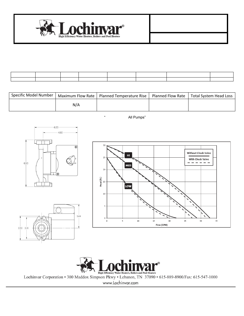 Lochinvar 051-211 User Manual | 2 pages