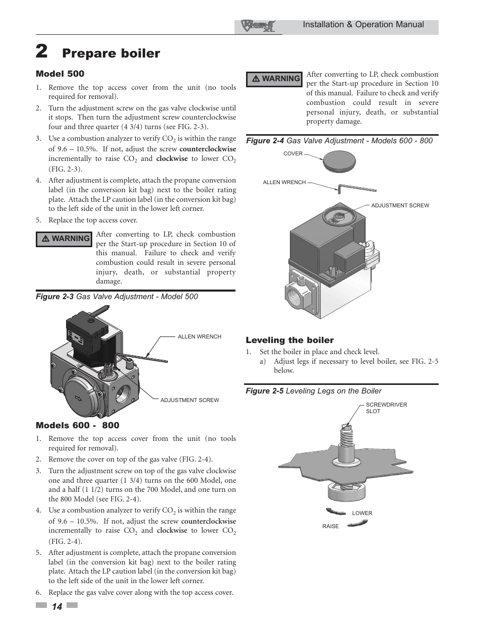Prepare boiler | Lochinvar KNIGHT 399 - 800 User Manual | Page 14 / 76