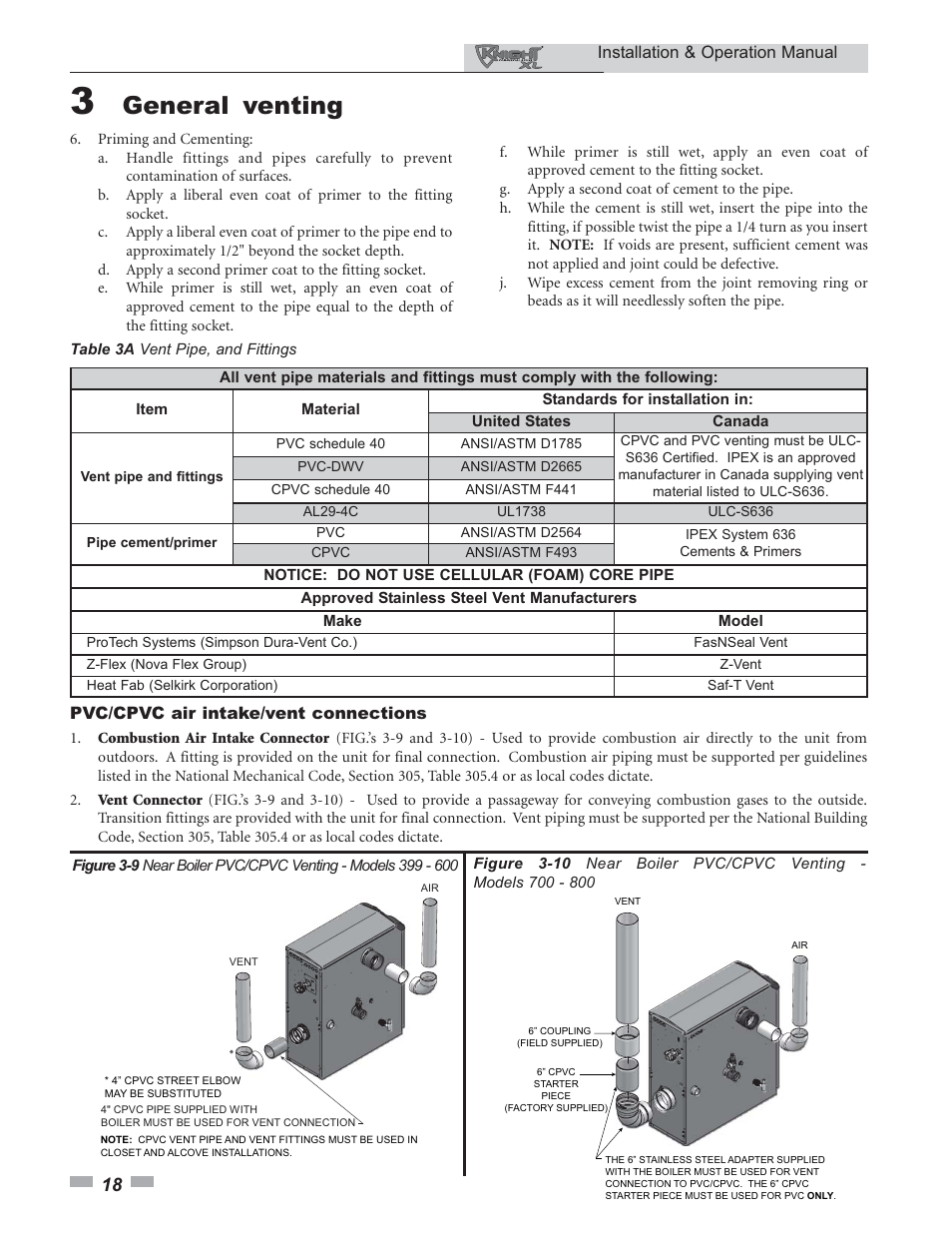 General venting | Lochinvar KNIGHT 399 - 800 User Manual | Page 18 / 76