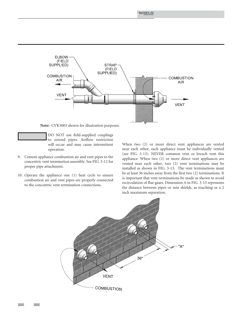 Sidewall direct venting | Lochinvar Shield SNR150-100 User Manual | Page 28 / 76