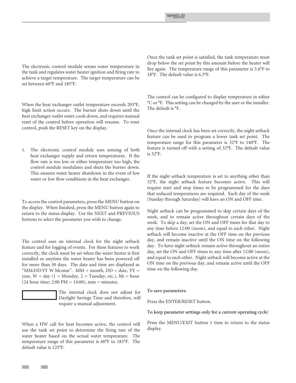 Operating information | Lochinvar Shield SNR150-100 User Manual | Page 52 / 76