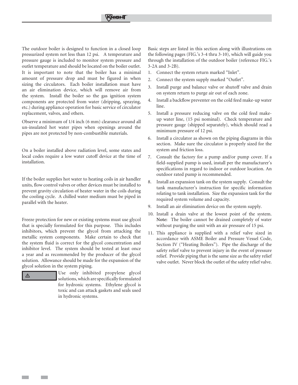 Hydronic piping | Lochinvar Outdoor Knight Boiler 151-286 User Manual | Page 12 / 56
